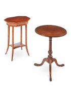 A MAHOGANY AND OAK TRIPOD TABLE, 19TH CENTURY AND LATER ELEMENTS