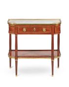 A FRENCH MAHOGANY AND BRASS MOUNTED CONSOLE TABLE, LATE 18TH/ EARLY 19TH CENTURY