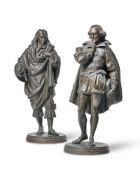 AFTER JEAN JULES SALMSON (FRENCH, 1823-1902) A PAIR OF BRONZE FIGURES OF SHAKESPEARE AND MILTON