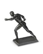 AFTER THE ANTIQUE- A BRONZED FIGURE OF THE BORGHESE GLADIATOR, 20TH CENTURY