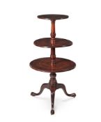 A GEORGE III MAHOGANY DUMB WAITER WITH THREE GRADUATED TIERS, LATE 18TH CENTURY