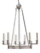 A HEXAGONAL FRIEZE CHANDELIER BY CHARLES EDWARDS, MODERN