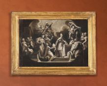 ITALIAN SCHOOL (18TH CENTURY), THE ANNOINTING OF A NEW POPE WITH ALLEGORICAL FIGURES