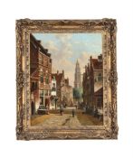 OENE ROMKES DE JONGH (DUTCH 1812-1896), VIEW OF DELFT, FIGURES IN THE STREET