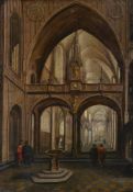 FOLLOWER OF PAUL VREDEMAN DE VRIES, AN INTERIOR OF A GOTHIC CHURCH