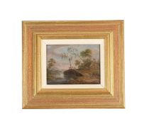 DUTCH SCHOOL (18TH CENTURY), LANDSCAPE WITH BRIDGE AT SUNSET