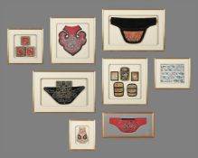 A GROUP OF EIGHT CHINESE FRAMED SILK EMBROIDERIES, LATE QING DYNASTY