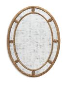 A GILT OVAL WALL MIRROR IN GEORGE III STYLE, 20TH CENTURY