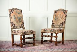 A MATCHED PAIR OF CHARLES II WALNUT AND NEEDLEWORK UPHOLSTERED SIDE CHAIRS, LATE 17TH CENTURY