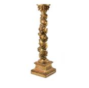 A CARVED GILTWOOD SOLOMONIC COLUMN IN 18TH CENTURY STYLE, 19TH OR EARLY 20TH CENTURY