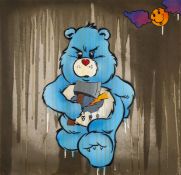 λ Ben Eine (b.1970), Care Bear With Axe (Blue)