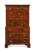 A GEORGE II WALNUT CHEST ON CHEST, CIRCA 1730