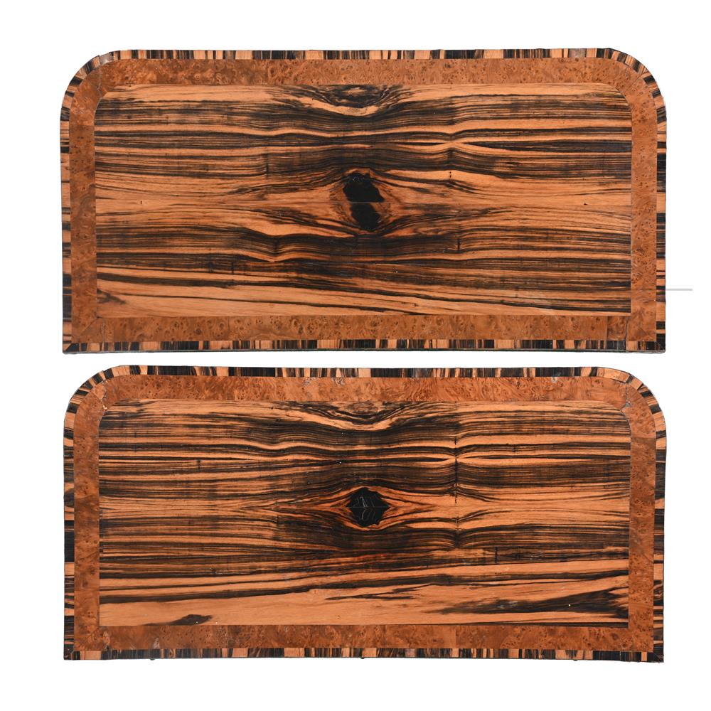 A PAIR OF REGENCY CALAMANDER AND BURR YEW CROSSBANDED CARD TABLES, CIRCA 1815 - Image 5 of 5