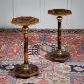 Y A PAIR OF WILLIAM & MARY WALNUT, EBONY AND PARCEL GILT TORCHERES, CIRCA 1690