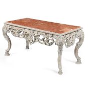 A CARVED WOOD AND PAINTED GESSO CONSOLE OR HALL TABLE, IN EARLY 18TH CENTURY STYLE