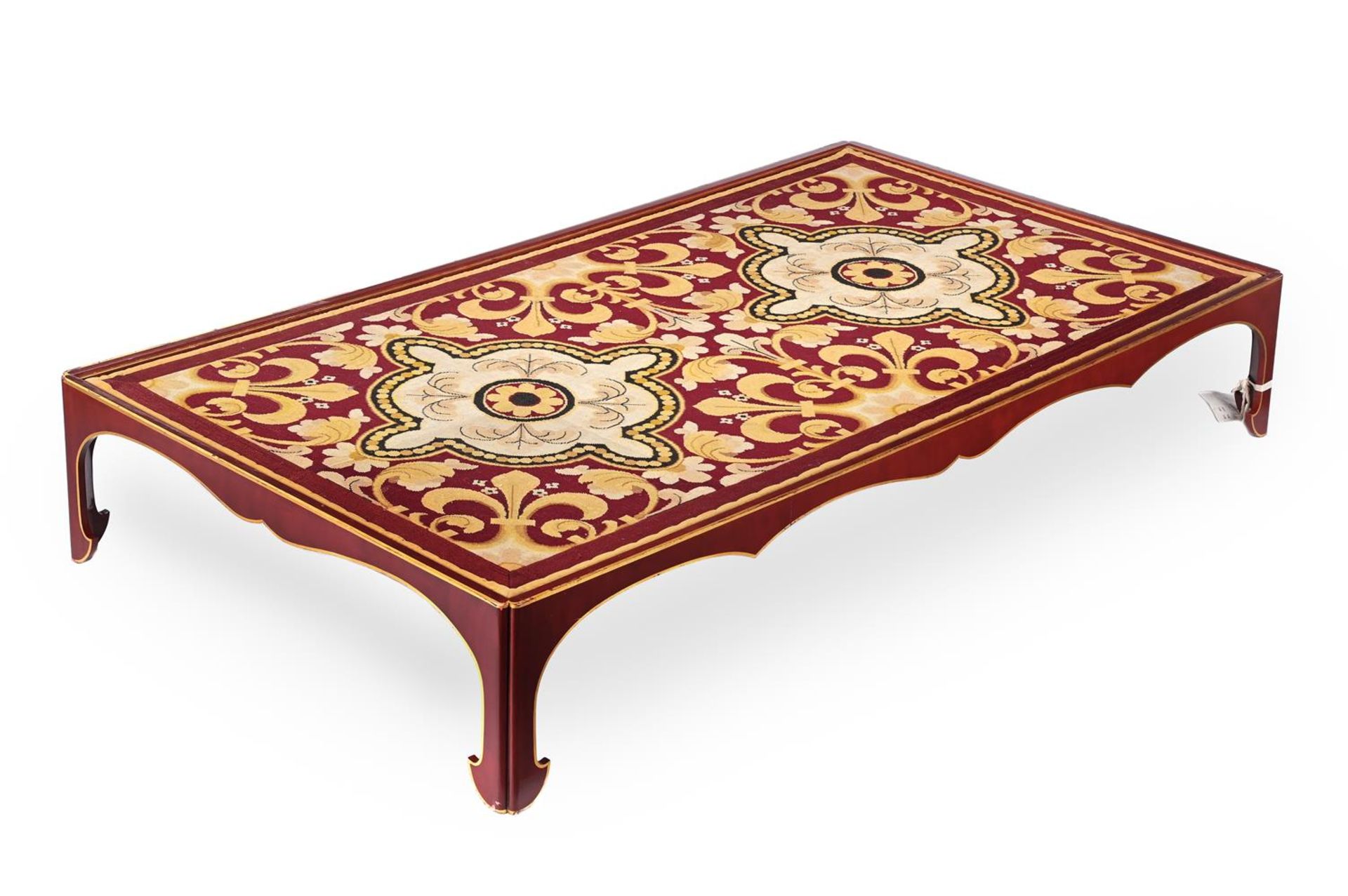 A CHINESE IRON RED AND PARCEL GILT LOW OR COFFEE TABLE, 20TH CENTURY