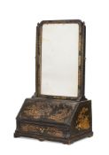 A GEORGE I BLACK LACQUER AND GILT JAPANNED AND GILT DRESSING MIRROR, CIRCA 1715