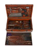Y A VICTORIAN BRASS BOUND MAHOGANY CASED COMPOSITE SET OF SURGEON'S INSTRUMENTS