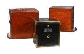 Y A VICTORIAN BRASS STRUNG EBONY BOX FOR AND EIGHT-DAY MARINE CHRONOMETER