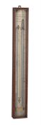 A RARE GEORGE IV MAHOGANY CASED JAMES SIX PATTERN MAXIMUM AND MINIMUM RECORDING THERMOMETER