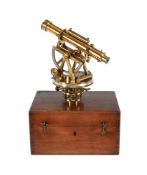 AN EARLY VICTORIAN LACQUERED BRASS THEODOLITE