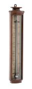 A GEORGE IV BOWFRONTED MAHOGANY MERCURY WALL THERMOMETER