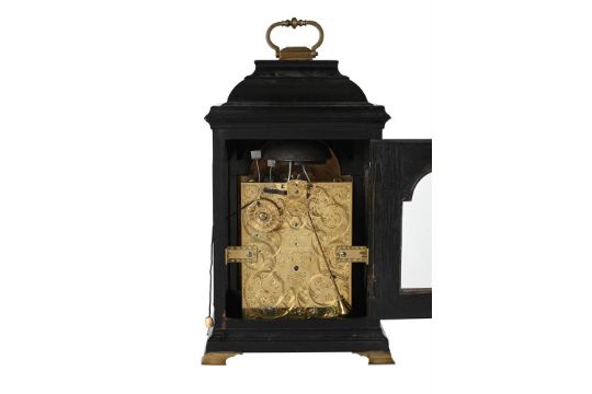 A GEORGE II EBONISED SMALL TABLE/BRACKET TIMEPIECE WITH ‘SILENT’ PULL-QUARTER REPEAT - Image 2 of 3