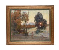 PAUL CAZOT (FRENCH 1882-1932), FIGURES BATHING AT A LAKE