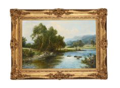 DANIEL SHERRIN (BRITISH 1868-1940), FIGURES BESIDE A RIVER