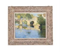 THOMAS FREDERICK MASON SHEARD (BRITISH 1866-1921), CATTLE CROSSING THE BRIDGE