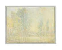 λ WILLIAM E. WARE (BRITISH 1915-1999), VILLAGE LANDSCAPE THROUGH THE TREES