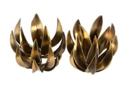 CHRISTIAN TECHOUEYRES FOR MAISON JANSEN, AGAVE LEAF, A PAIR OF GILT BRASS WALL LIGHTS, 1970'S