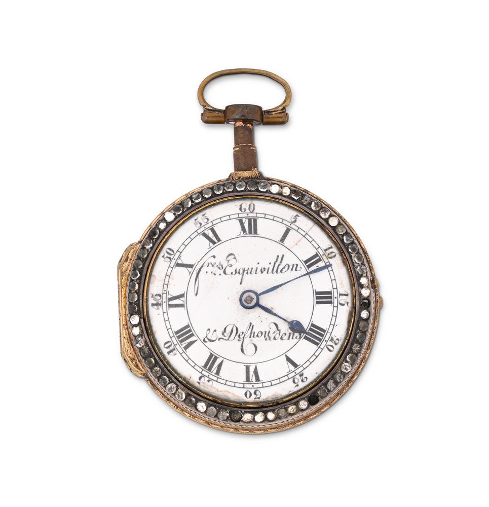 FRERES ESQUIVILLON & DE CHOUDENS, A FRENCH GILT METAL AND ENAMEL PAIR CASED POCKET WATCH