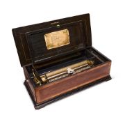 Y A SWISS ROSEWOOD AND INLAID MUSICAL BOX, LATE 19TH CENTURY
