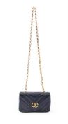 CHANEL, A NAVY LAMBSKIN CHEVRON QUILTED FLAP HANDBAG
