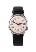 BULOVA, ACCUTRON, RAILROAD APPROVED, A STAINLESS STEEL WRISTWATCH WITH DATE