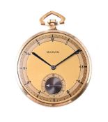 MARVIN, A GOLD KEYLESS WIND OPEN FACE POCKET WATCH