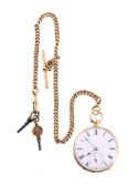UNSIGNED, A GOLD OPEN FACE POCKET WATCH