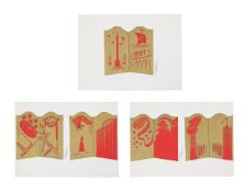 λ ERTĒ (FRENCH 1892-1990), THREE SCREEN DESIGNS OF LONDON FOR LATIN QUARTER