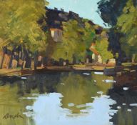 λ GEORGE DEVLIN (SCOTTISH 1937-2014), EVENING ON THE MARE, HERAULT