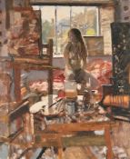 λ KEN HOWARD (BRITISH 1932-2022), NUDE MODEL SEATED IN THE ARTIST'S STUDIO