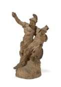 AN ITALIAN TERRACOTTA MYTHOLOGICAL SCENE- POSSIBLY MENELAUS AND PATROCLUS, 18TH CENTURY