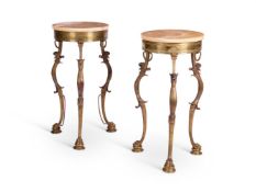 A PAIR OF LAQUERED BRONZE POMPEIAN STYLE TRIPOD ATHENIENNES, ITALIAN, 20TH CENTURY