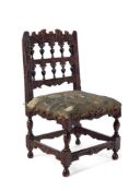 A WALNUT AND EBONISED MINIATURE CHAIR, DUTCH, MID-17TH CENTURY