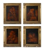 A SET OF FOUR GEORGE III POKERWORK PICTURES BY JOSEPH SMITH