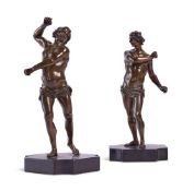 AFTER ALESSANDRO ALGARDI (1595-1654), TWO BRONZE FLAGELLATORS, LATE 17TH/EARLY 18TH CENTURY