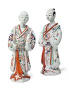 A LARGE PAIR OF IMARI PORCELAIN MALE FIGURES JAPANESE, 17TH CENTURY