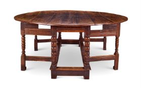AN OAK GATELEG TABLE, 17TH CENTURY