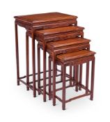 A NEST OF FOUR HARDWOOD TABLES, CHINESE, 19TH CENTURY