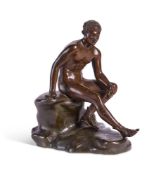AFTER THE ANTIQUE- A BRONZE FIGURE OF THE SEATED HERMES, ITALIAN, 19TH CENTURY